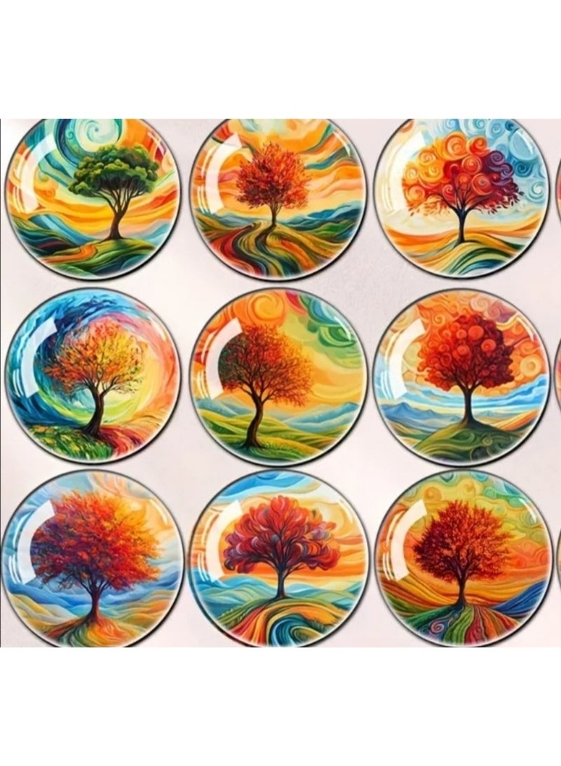 Tree Of Life Large Glass Fridge Magnets 12pcs - Image 1